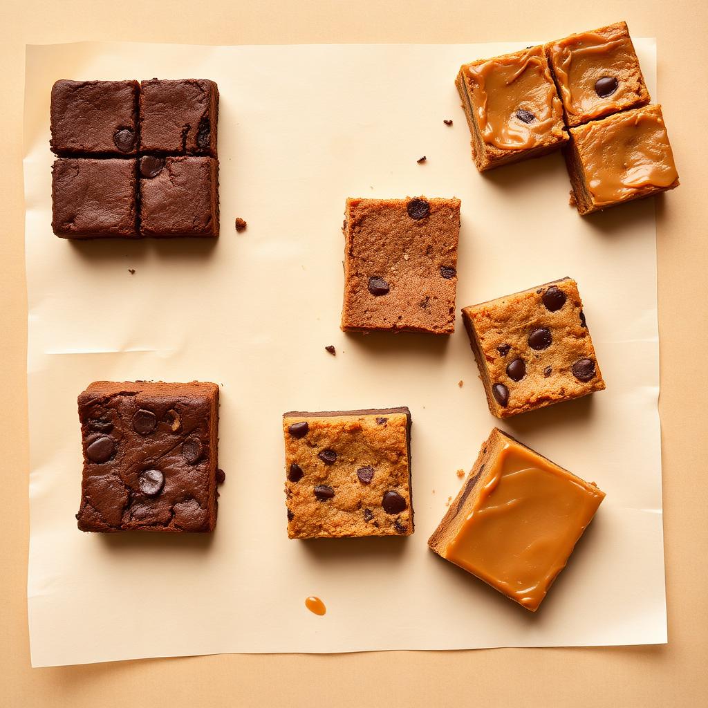 KMM tray bake selection of brownies, blondies and caramel slices